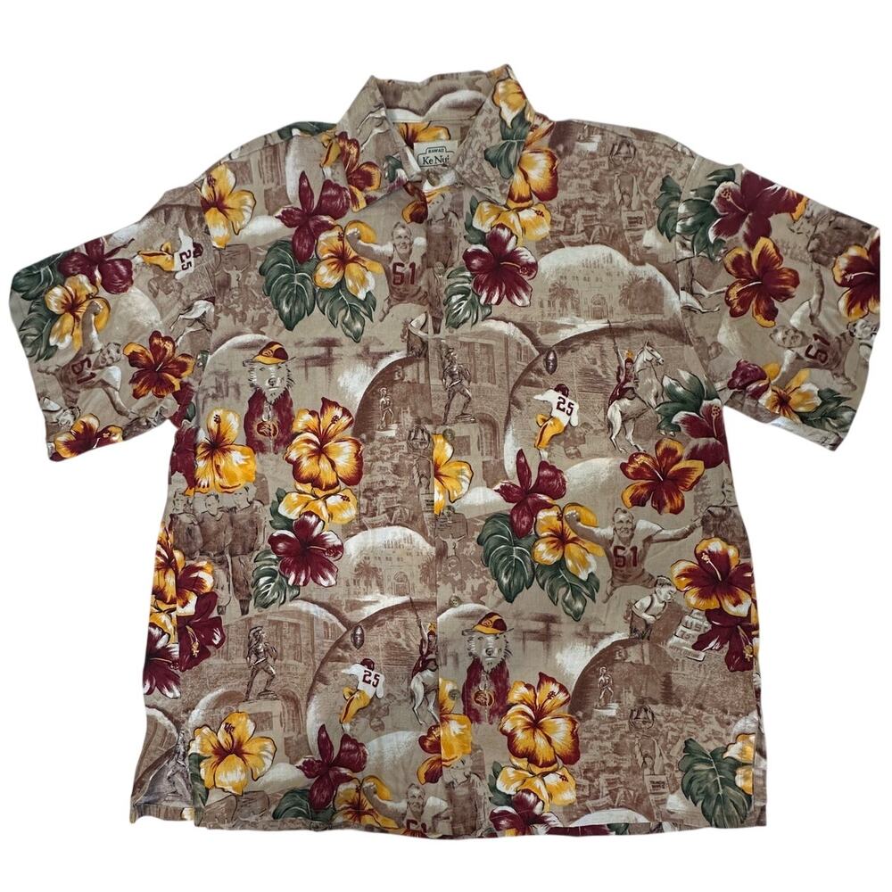Hawaii Ke Nui USC Football Hawaiian Shirt USA Aloha Size L